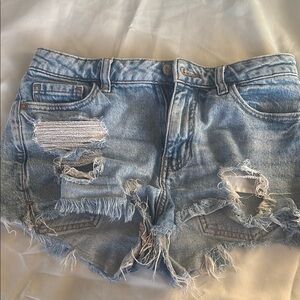 Forever 21 Light Blue Distressed Jean Shorts